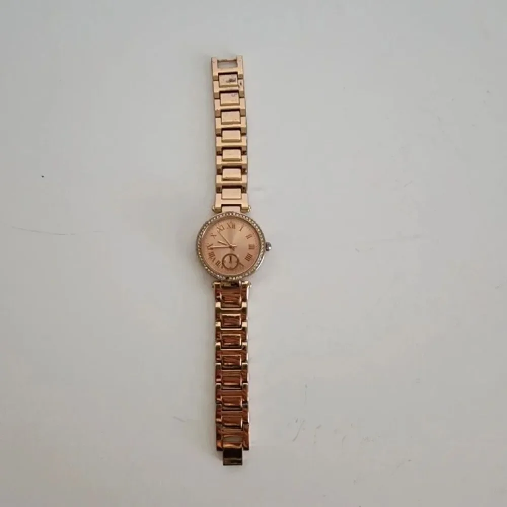 Gold Rose Quartz Analog Crystal Watch *flaw